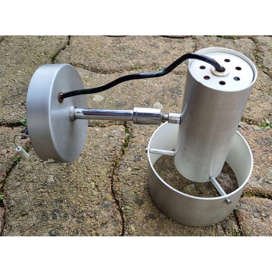 Image 1 of Paar Vintage-Wandlampen aus gebürstetem Aluminium von Alain Richard für Disderot, 1960