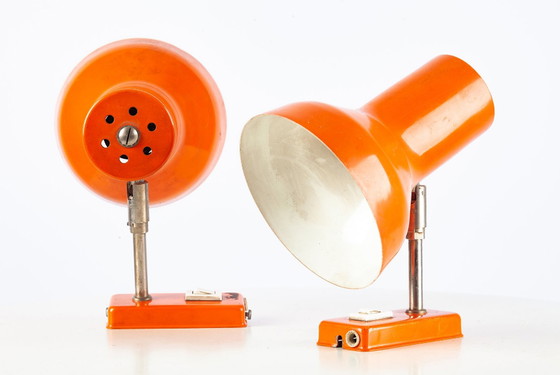 Image 1 of Orangefarbene Wandlampen, 1970er, 2er Set