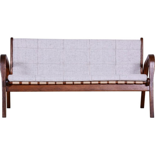 Mid Century Sofa aus Buchenholz und gepolstert von Jan Vanek, 1950er Jahre