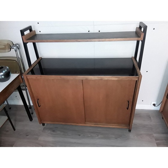 Image 1 of Vintage-Anrichte mit schwarzer Laminatplatte von Pierre Guariche, 1950