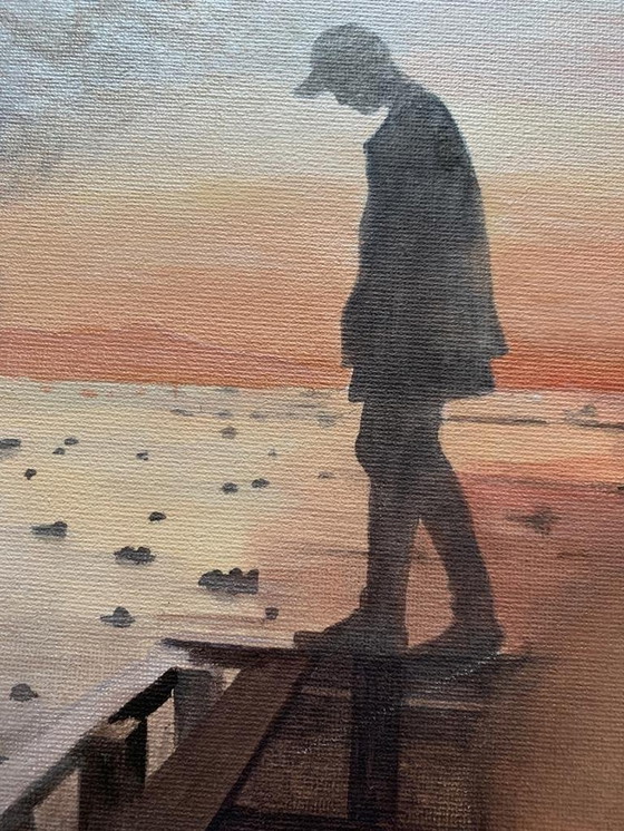 Image 1 of Acryl Auf Platte 50X50 Cm - Handsigniert - Die Harmonie zwischen Stadtleben und Natur