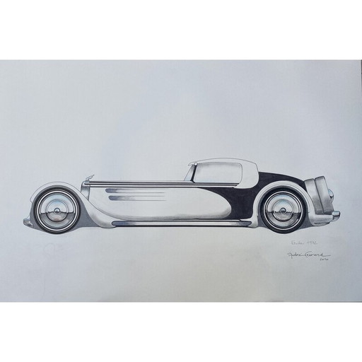 Vintage-Zeichnung "Étude 1932" von André Ferrand, 2010