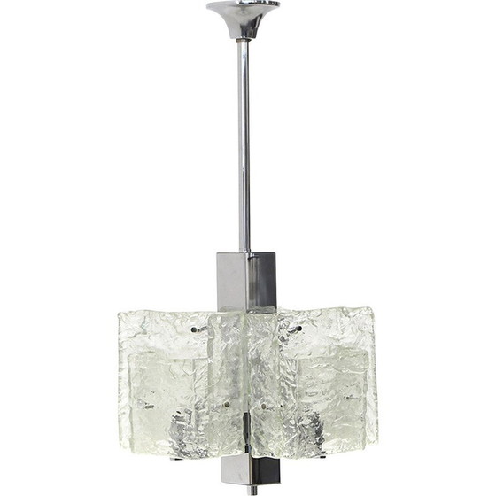 Image 1 of Verchromter Vintage-Kronleuchter mit Glasdiffusoren von Mazzega, 1970er Jahre