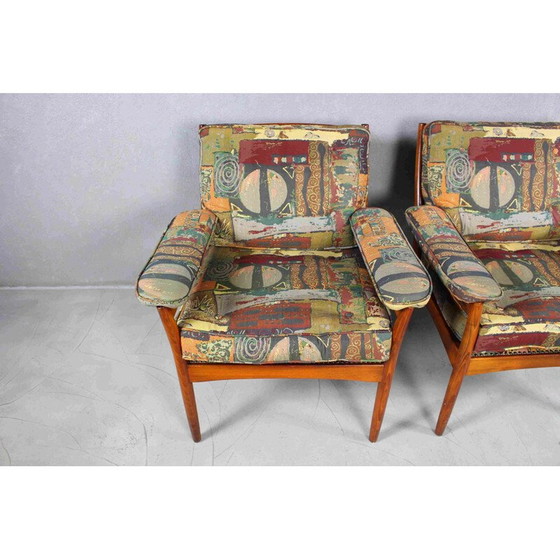 Image 1 of Mid Century Sessel aus Palisanderholz und mehrfarbigem Stoff von Gote Mobler