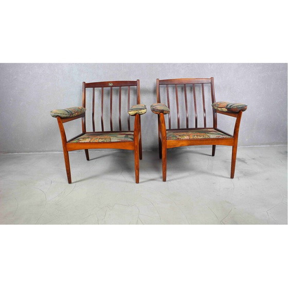 Image 1 of Mid Century Sessel aus Palisanderholz und mehrfarbigem Stoff von Gote Mobler