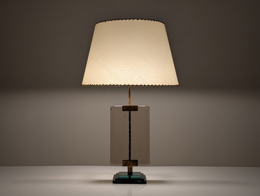 Pietro Chiesa Tischleuchte für Fontana Arte aus Glas und Messing