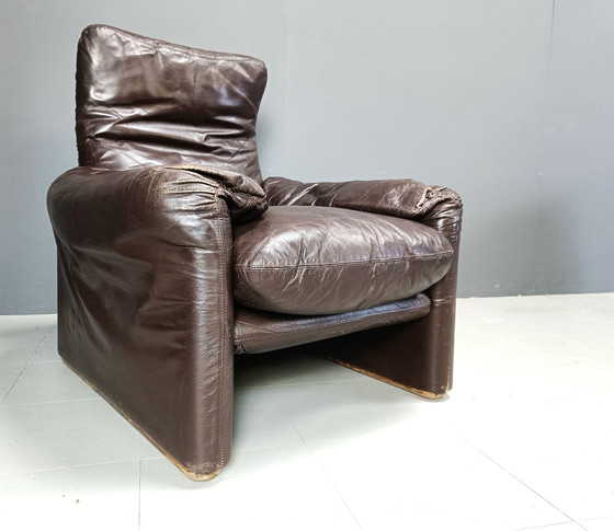 Image 1 of Frühe Maralunga-Sofa-Garnitur aus Leder von Vico Magistretti für Cassina, 1973