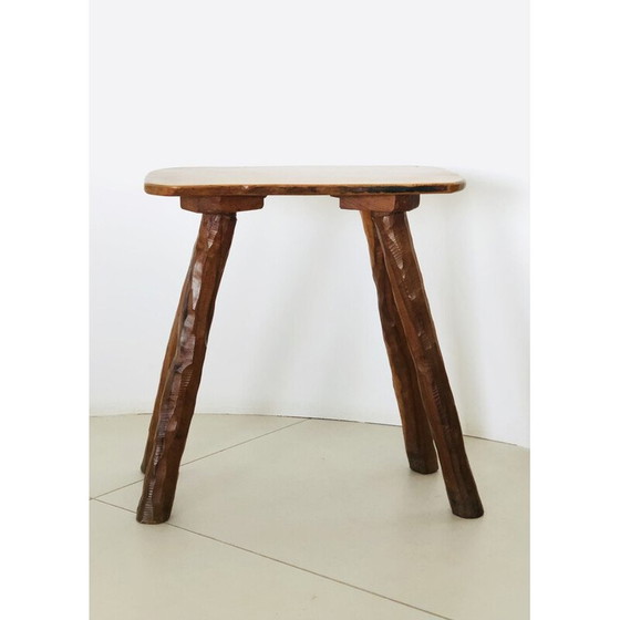Image 1 of Vintage-Hocker aus massivem Olivenholz, Frankreich 1970
