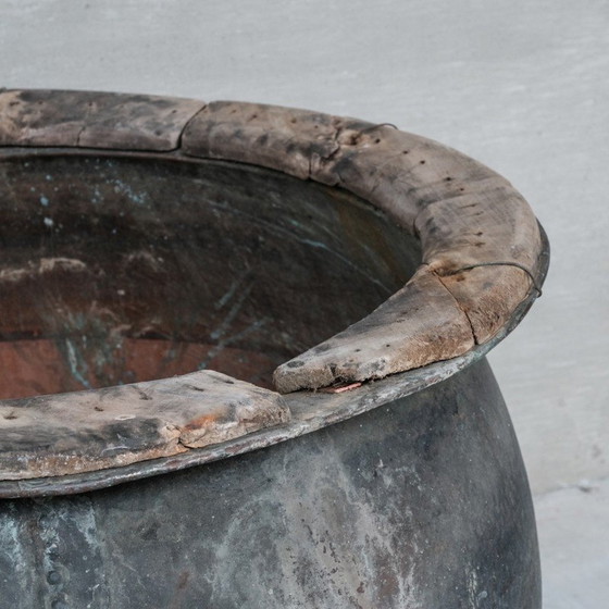 Image 1 of Vintage Pflanzgefäß aus Holz und Kupferrahmen, Frankreich 1920