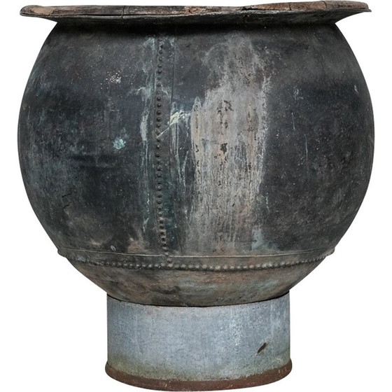 Image 1 of Vintage Pflanzgefäß aus Holz und Kupferrahmen, Frankreich 1920