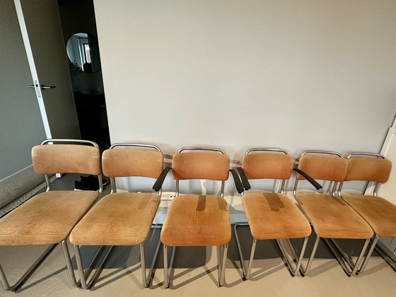 Image 1 of 6x Gebroeders van der Stroom Dutch Originals Gispen Stuhl