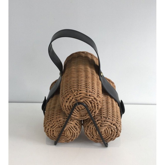 Image 1 of Vintage Rattan-Flaschenständer, 1970er Jahre