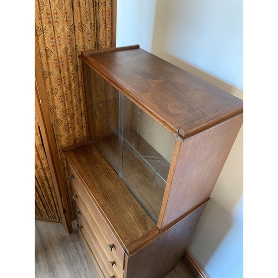 Image 1 of Vintage Schrank mit Vitrine mit 3 Schubladen