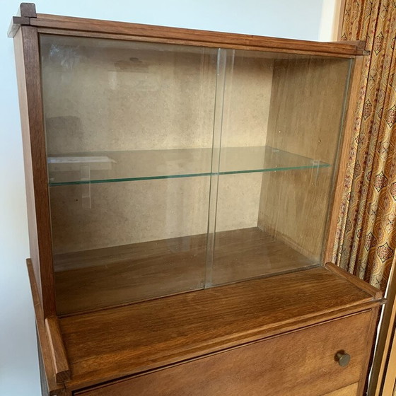Image 1 of Vintage Schrank mit Vitrine mit 3 Schubladen