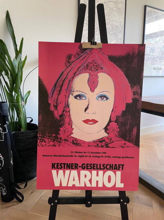 Image 1 of Andy Warhol (1928-1987), Greta Garbo, 1981, Kestner-Gesellschaft Hannover, Original Vintage Poster, gedruckt in Deutschland