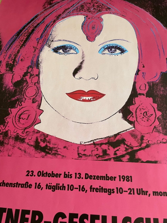 Image 1 of Andy Warhol (1928-1987), Greta Garbo, 1981, Kestner-Gesellschaft Hannover, Original Vintage Poster, gedruckt in Deutschland
