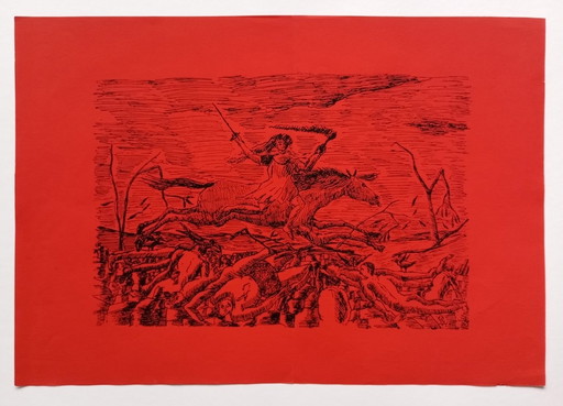 Henri Rousseau "La Guerre" Original postimpressionistische Lithographie, Anfang 1900S