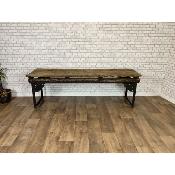 Image 1 of Industrielle Vintage-Konsole aus Holz und Metall