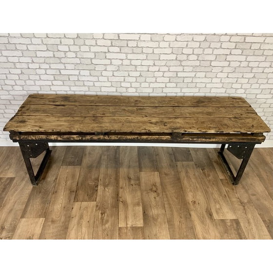 Image 1 of Industrielle Vintage-Konsole aus Holz und Metall