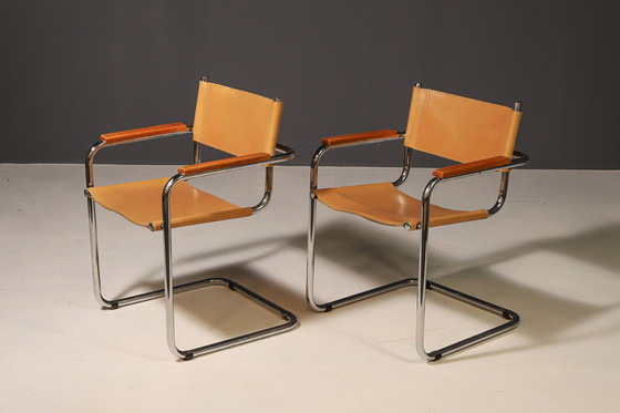 Image 1 of Paar freitragende Stahlrohrsessel von Marcel Breuer, 1970er Jahre