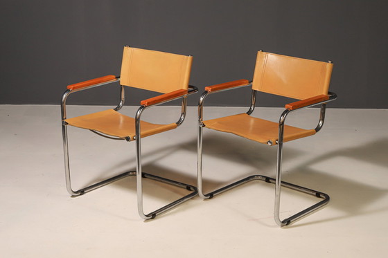 Image 1 of Paar freitragende Stahlrohrsessel von Marcel Breuer, 1970er Jahre