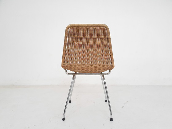 Image 1 of Mid-Century Rattan und Metall Esszimmerstuhl, Niederlande 1960'S