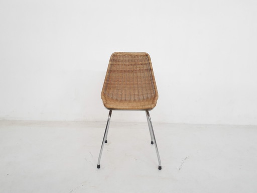 Mid-Century Rattan und Metall Esszimmerstuhl, Niederlande 1960'S