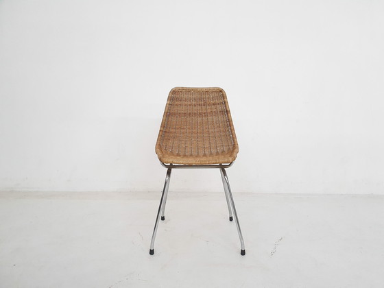 Image 1 of Mid-Century Rattan und Metall Esszimmerstuhl, Niederlande 1960'S