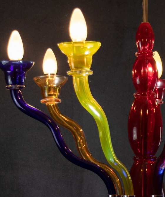 Image 1 of Veart-Artemide Murano-Kronleuchter von Gismondi "Orni Halloween" Memphis Style Modell Gaia - Venexiana