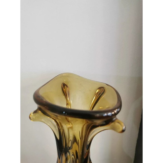 Image 1 of Vintage-Vase aus strukturiertem Glas für La Verrerie de Zabkowice Steelworks, Polen 1970