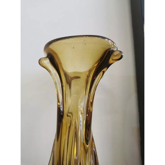 Image 1 of Vintage-Vase aus strukturiertem Glas für La Verrerie de Zabkowice Steelworks, Polen 1970