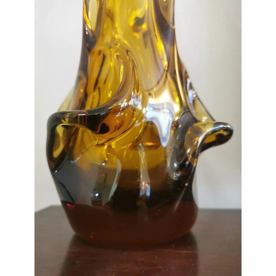 Image 1 of Vintage-Vase aus strukturiertem Glas für La Verrerie de Zabkowice Steelworks, Polen 1970