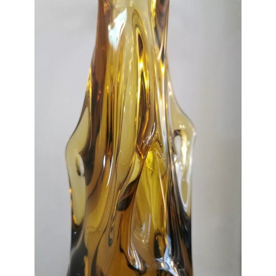 Image 1 of Vintage-Vase aus strukturiertem Glas für La Verrerie de Zabkowice Steelworks, Polen 1970