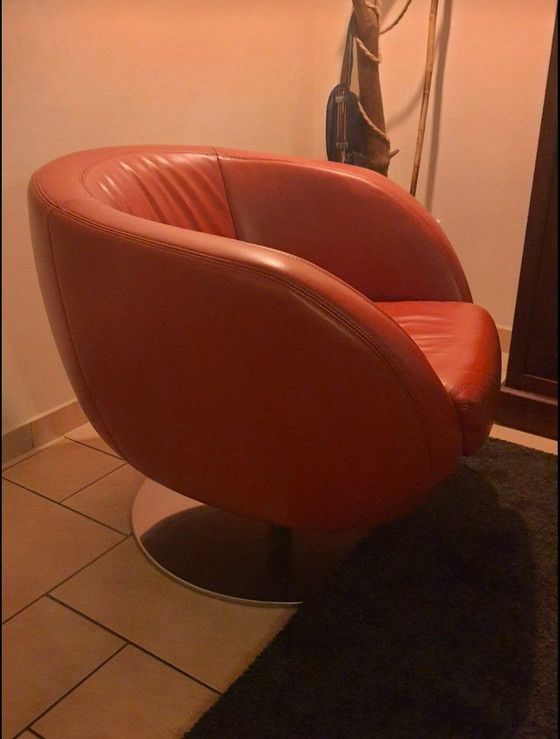 Image 1 of Koinor Design Dreh-Sessel Pearl Leder Burgunderrot 