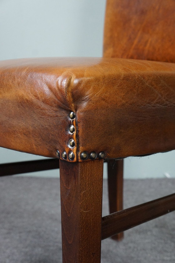 Image 1 of Set aus 6 Esszimmerstühlen aus Schafsleder