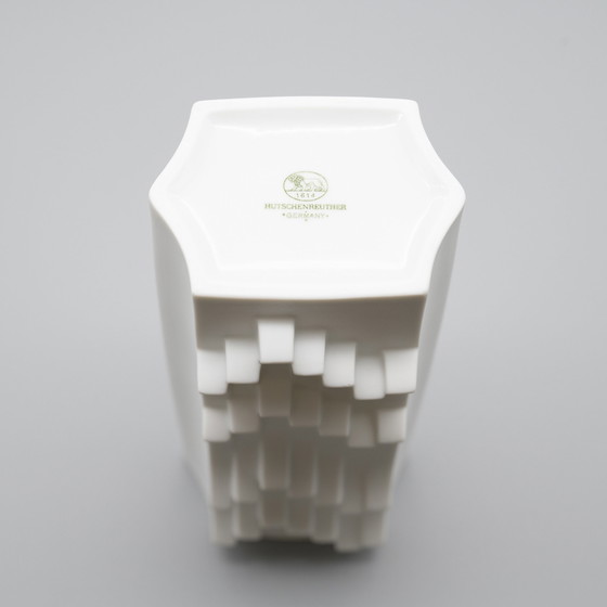 Image 1 of ARCHAIS Heinrich FUCHS Op Art Retro HUTSCHENREUTHER Biskuit Porzellan Vase Duo