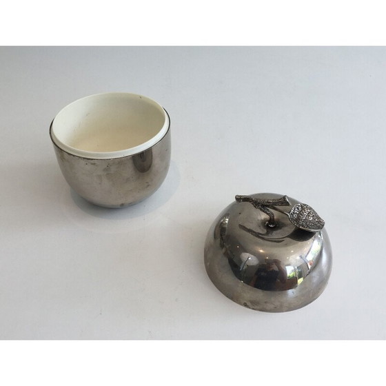 Image 1 of Vintage Silber Metall Apfel Eiswürfel Eimer, 1970