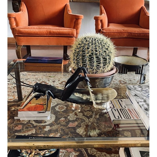 Grashüpfer aus Horn, handgefertigt, Mid Century, Frankreich 1960er Jahre