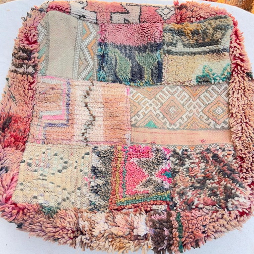 Patchwork Marokkanischer Fußhocker, Berber Vintage Sitzkissen