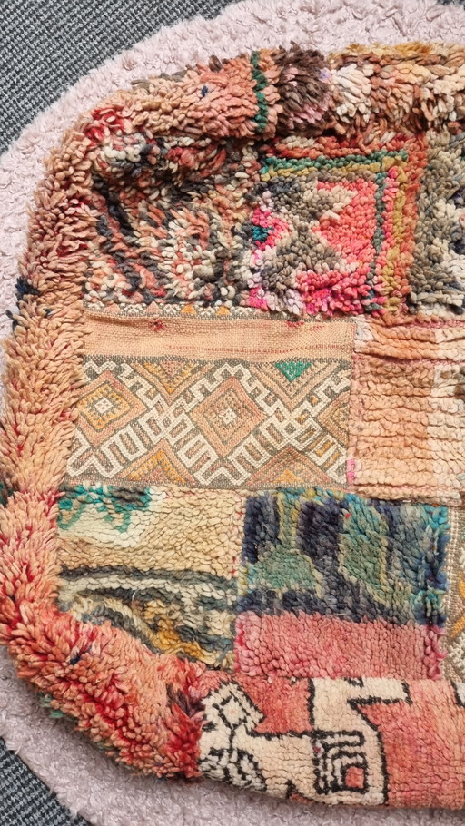 Patchwork Marokkanischer Fußhocker, Berber Vintage Sitzkissen
