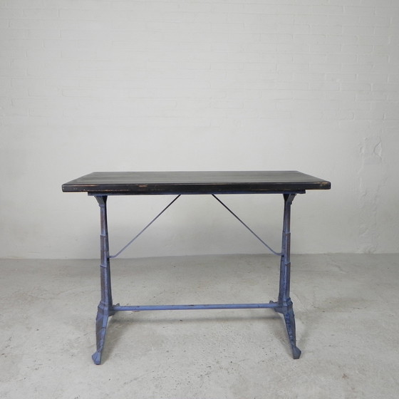 Image 1 of Art Deco Bistrotisch mit gusseisernem Gestell und Kiefernplatte, 1930er Jahre
