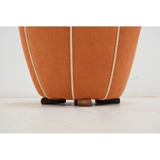 Image 1 of Vintage-Hocker aus Holz und Stoff von Jindřich Halabala, Tschechoslowakei 1950