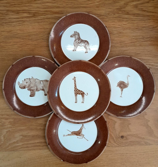 5X Teller Vintage Tiere Der Savanne