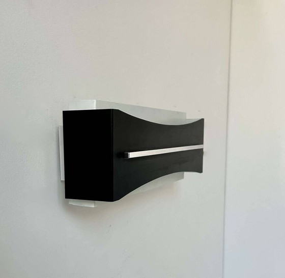 Image 1 of  Modernistische Wandleuchte In Schwarz, Weiß Und Chrom - Frankreich 1960