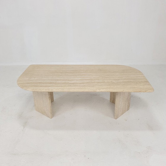 Image 1 of Italienischer Vintage-Couchtisch aus Travertin, 1980er Jahre
