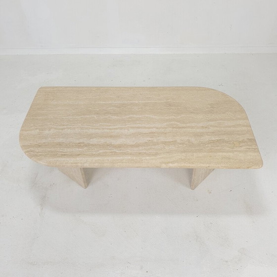 Image 1 of Italienischer Vintage-Couchtisch aus Travertin, 1980er Jahre