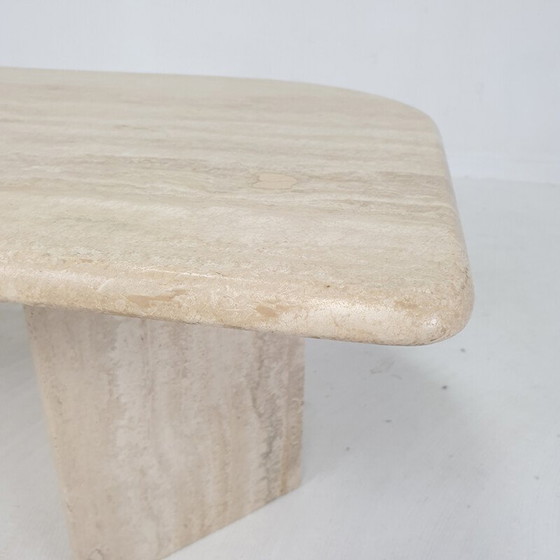 Image 1 of Italienischer Vintage-Couchtisch aus Travertin, 1980er Jahre