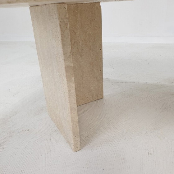 Image 1 of Italienischer Vintage-Couchtisch aus Travertin, 1980er Jahre