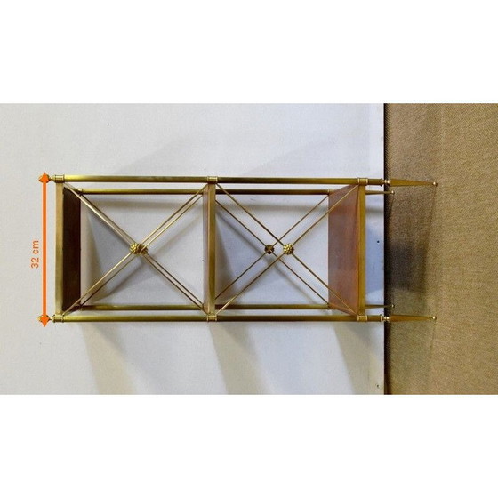 Image 1 of Vintage-Regal mit 3 Tabletts aus Messing und Holz für Maison Jansen, 1970