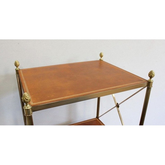 Image 1 of Vintage-Regal mit 3 Tabletts aus Messing und Holz für Maison Jansen, 1970